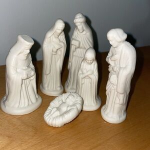 White Porcelain Nativity Figurine Set